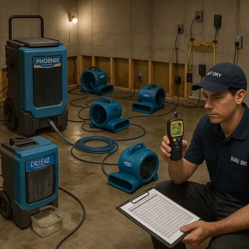Structural Drying and Dehumidification process in Orangeville, UT